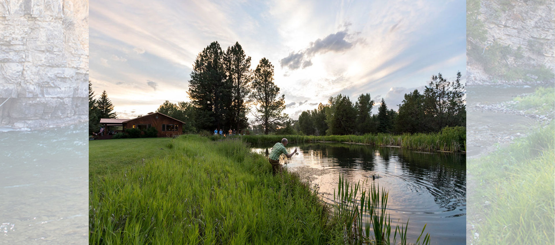 An artesian-fed fishing pond beside the lodge